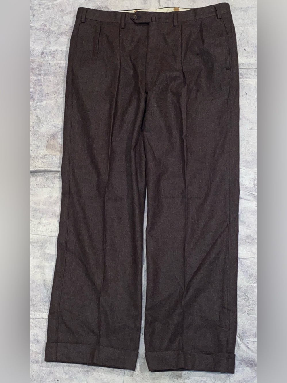 Paul Stuart Wool Flannel Tweed Dress Pants Slacks Trousers Work Office 35 Pleats
